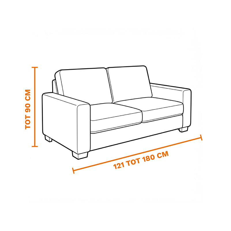 2-zits bank 121-180 cm breed, tot 90 cm hoog op laten halen door de meubel ophaalservice van vootzy
