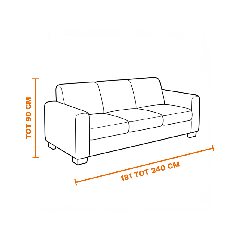 3-zits bank 181-240 cm breed, tot 90 cm hoog op laten halen door de meubel ophaalservice van vootzy