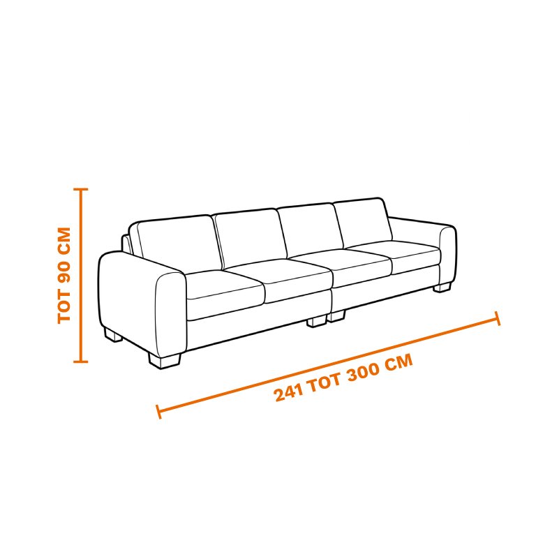 4-zits bank 241-300 cm breed, tot 90 cm hoog op laten halen door de meubel ophaalservice van vootzy
