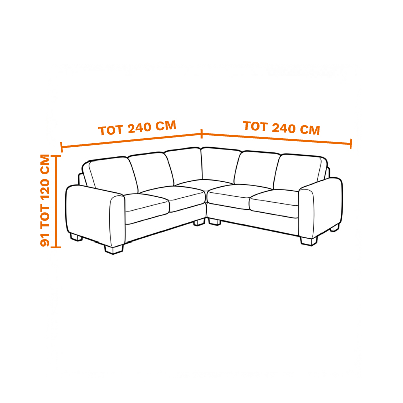 L-bank (hoekbank) rugmaten tot 240 x 180 cm, 91-120 cm hoog op laten halen door de meubel ophaalservice van vootzy
