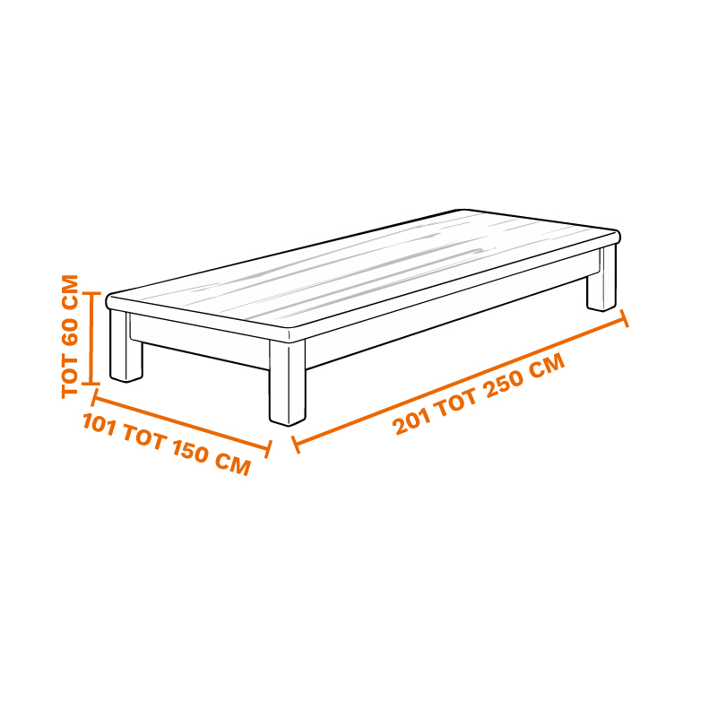 Grote houten salontafel tot 250 cm lang op laten halen door de meubel ophaalservice van vootzy
