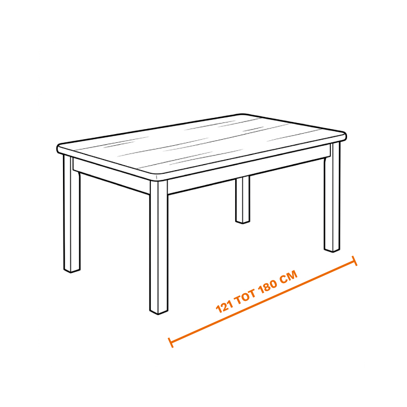 Houten eettafel tot 180 cm op laten halen door de meubel ophaalservice van vootzy