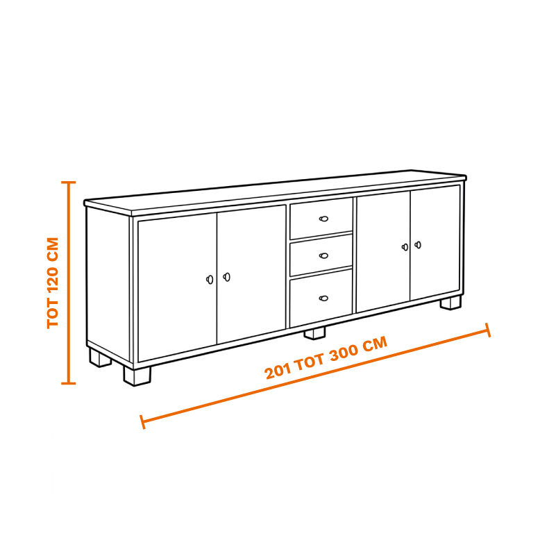 Kast van 201 tot 300 cm breed en 120 cm hoog op laten halen door de meubel ophaalservice van vootzy