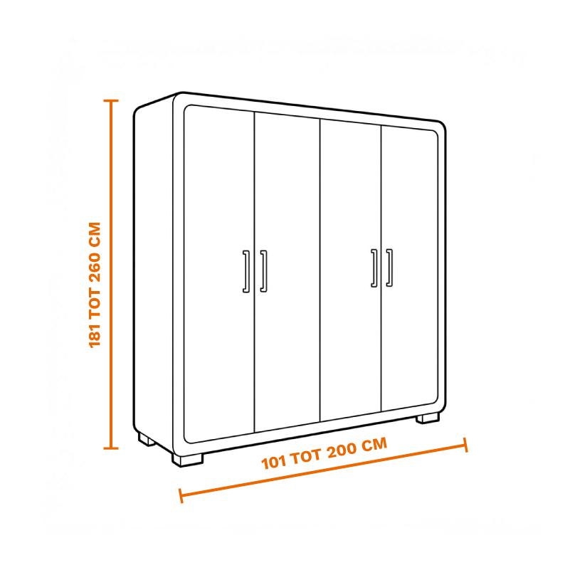 Kast van 101 tot 200 cm breed en 260 cm hoog op laten halen door de meubel ophaalservice van vootzy