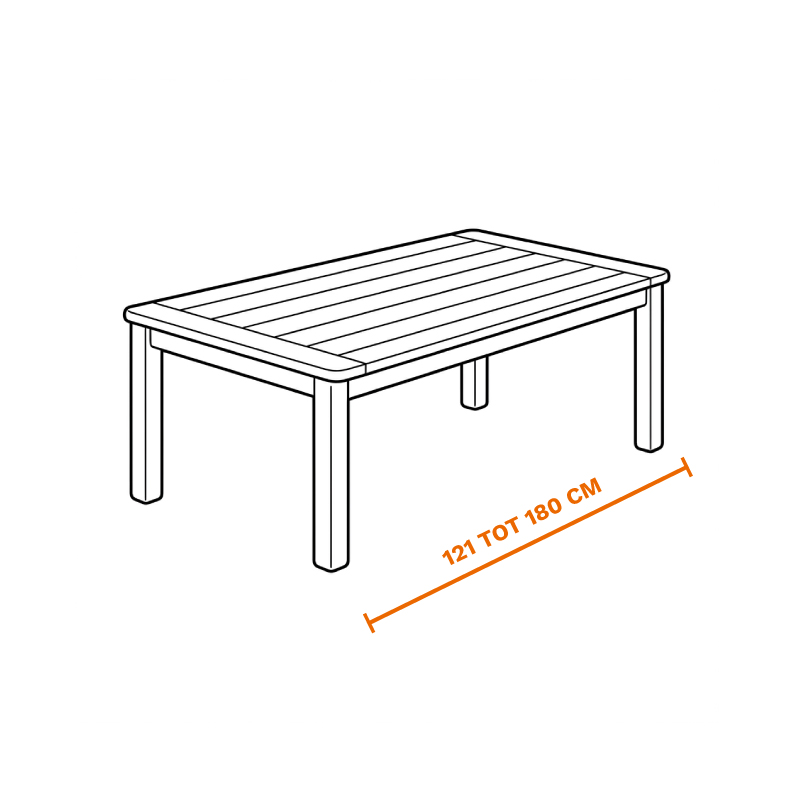 Houten tuin eettafel tot 180 cm op laten halen door de meubel ophaalservice van vootzy
