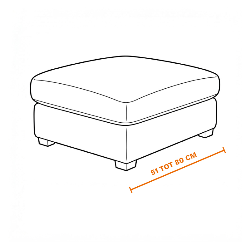 Voetenbank, poef of hocker van 51 tot 80 cm op laten halen door de meubel ophaalservice van vootzy