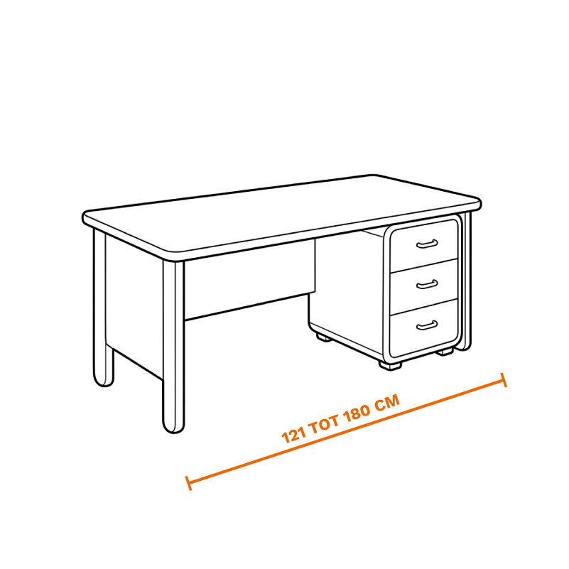 Rechte bureautafel tot 180 cm op laten halen door de meubel ophaalservice van vootzy