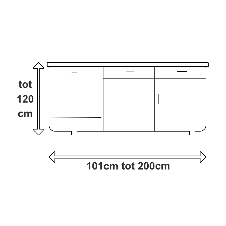 kast tot 101cm tot 200cm breed tot 120cm hoog