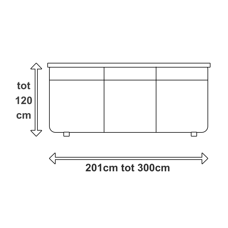 Kast tot 201cm tot 300cm breed tot 120cm hoog