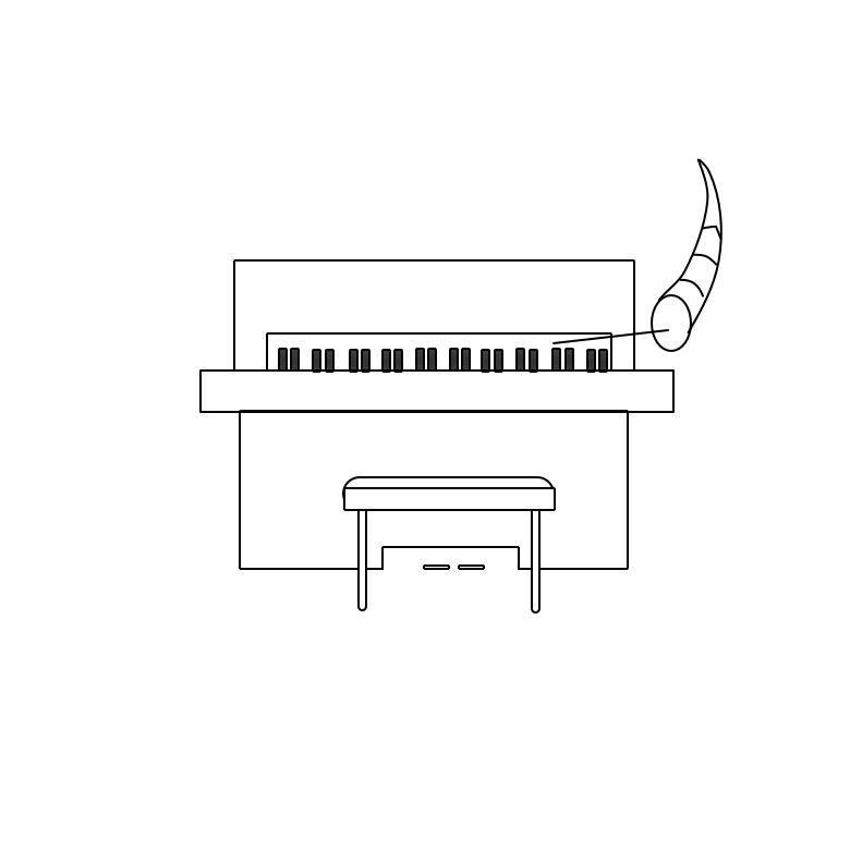 piano met ivoren toetsen