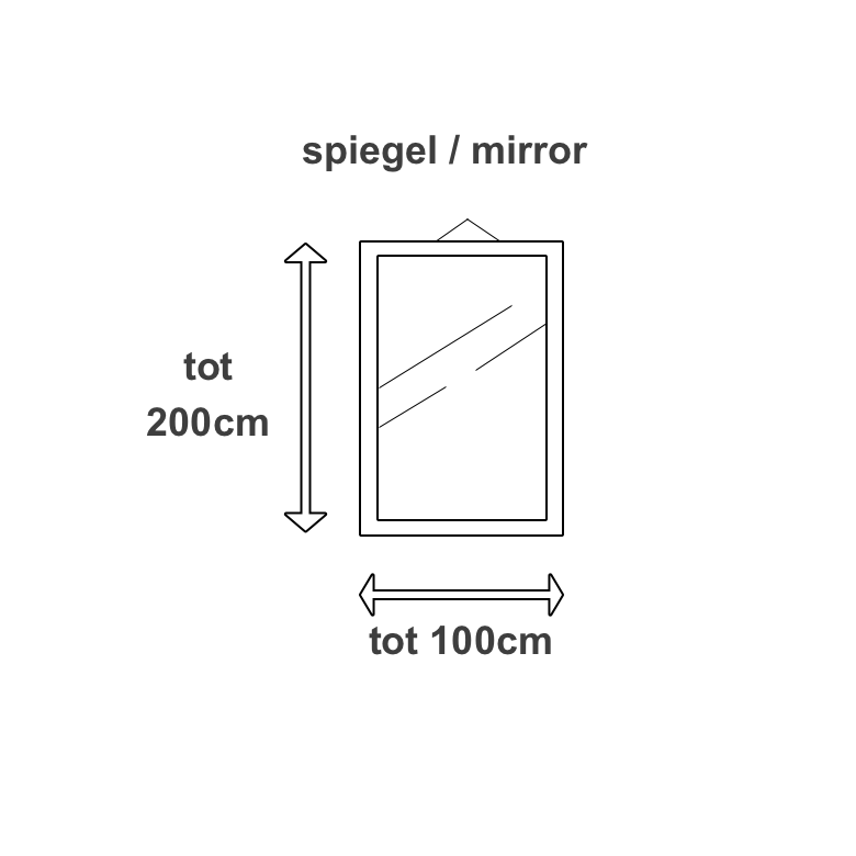 spiegel tot 1 x 2 mtr